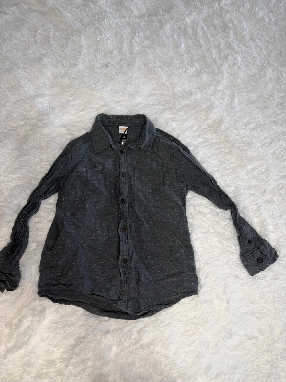 Kids Dark Gray Button-Up Shirt - Casual Long Sleeve Gymboree (5-6)